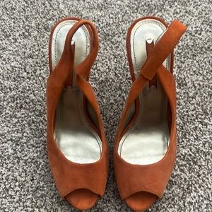 Nine West Orange Suede Heels